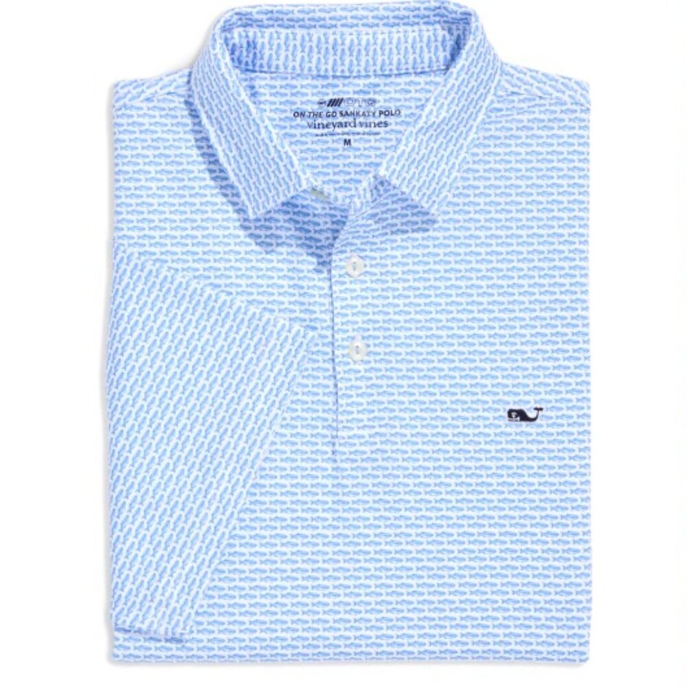 Vineyard Vines Performance Blue White Mini Whale T-Shirt Size Medium NWOT